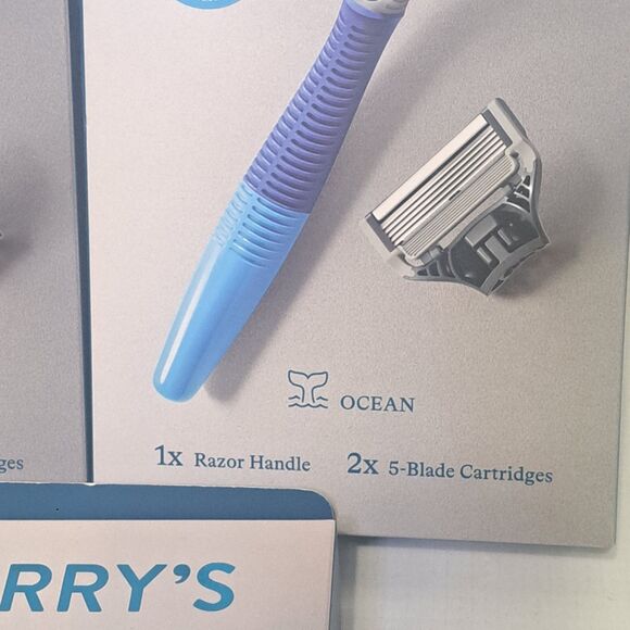 3X Harry's Razor 2 Ct 5-Blade Cartridges -Navy Blue Ocean Ergonomic No-Slip Grip - Picture 3 of 4